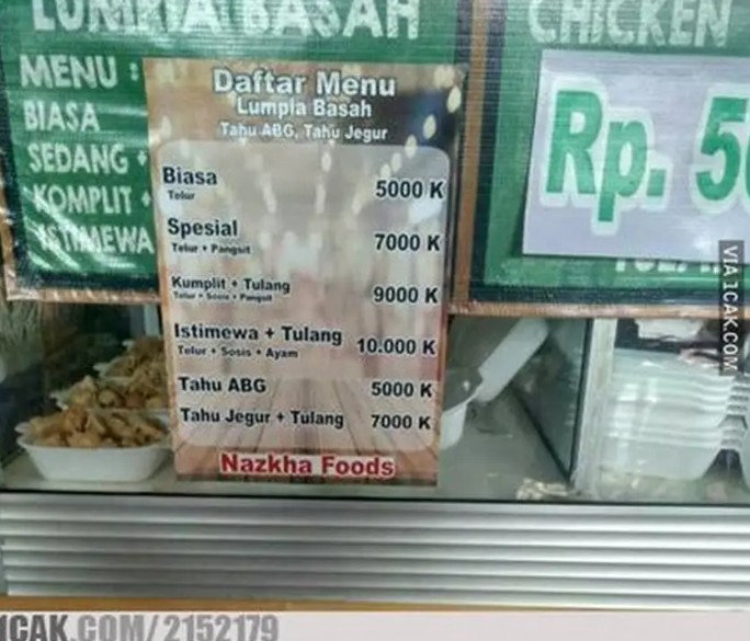 Potret nyeleneh harga di menu makanan © berbagai sumber