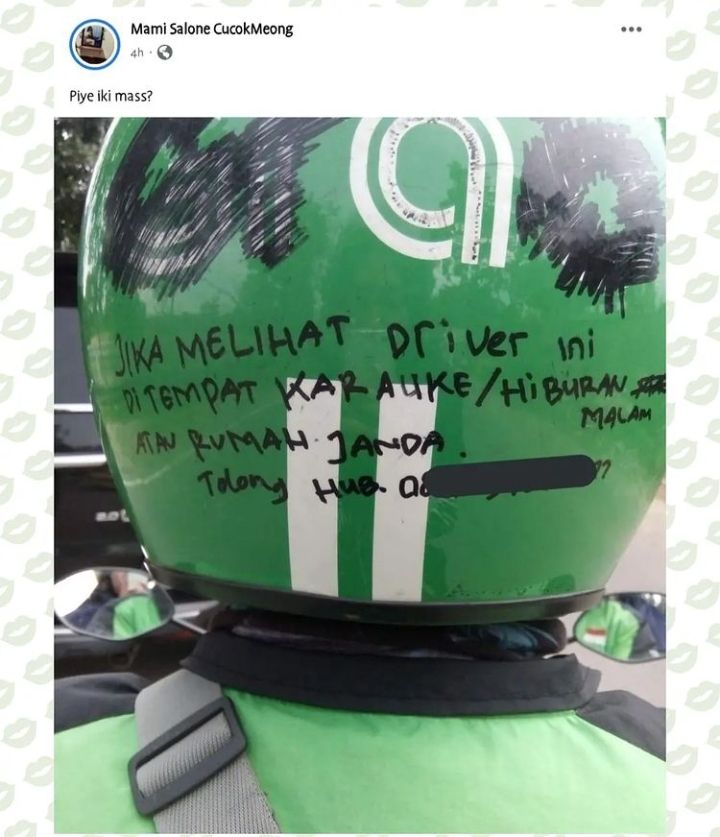 Tulisan unik di helm driver ojek online Berbagai sumber