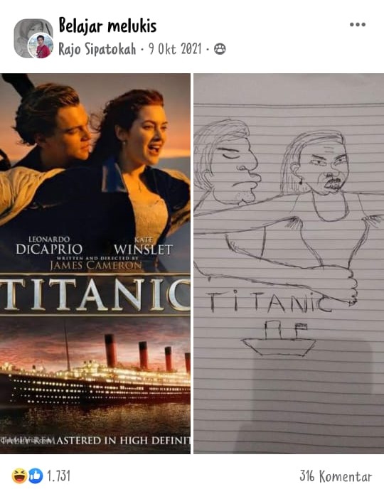 perbandingan lukisan dan gambar © Facebook