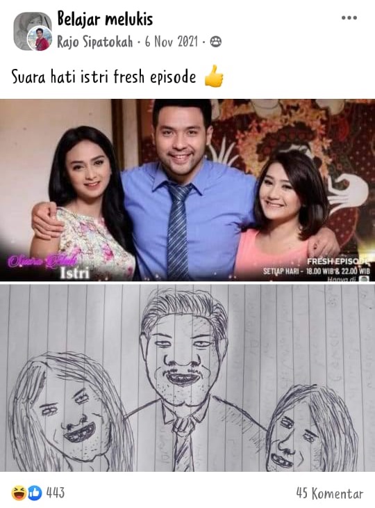 perbandingan lukisan dan gambar © Facebook