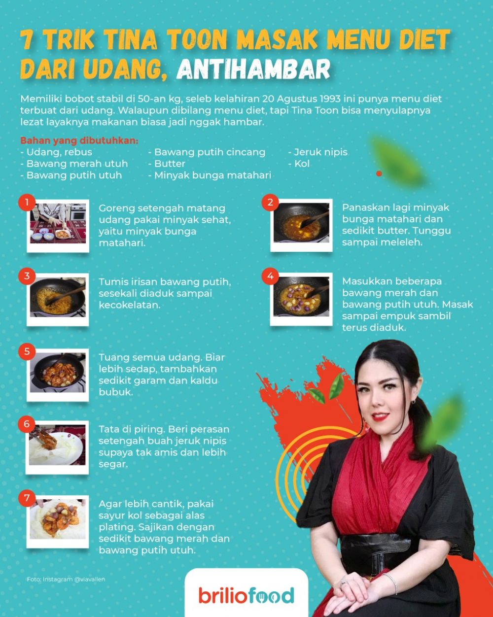 10 Trik Tina Toon bikin olahan udang untuk diet, sehat dan antihambar