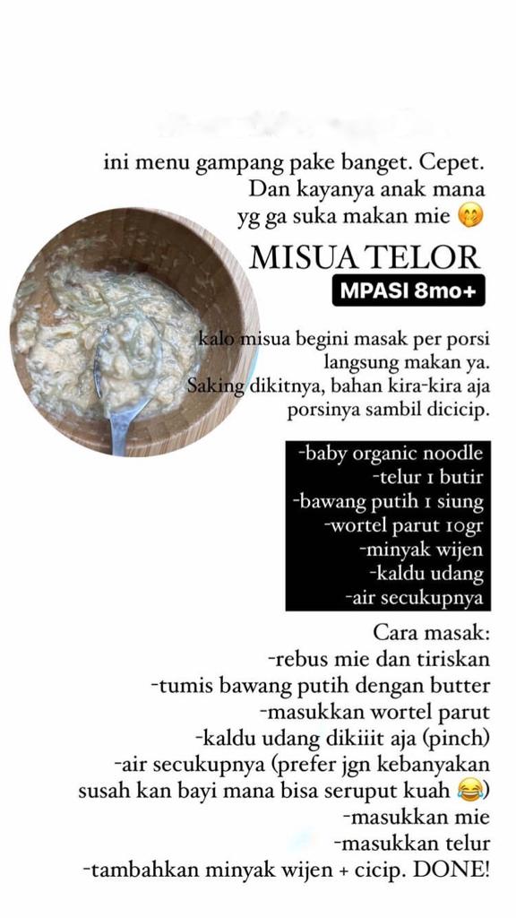 10 Menu MPASI ala Fiona Anthony istri Dion Wiyoko, serba padat nutrisi
