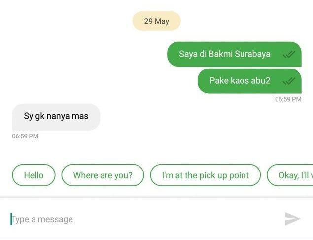 Chat lucu driver ojek online kesal ke penumpang © berbagai sumber