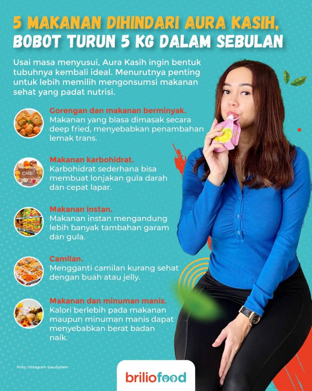 10 Makanan dihindari Aura Kasih, bobot turun 5 kg dalam 1 bulan