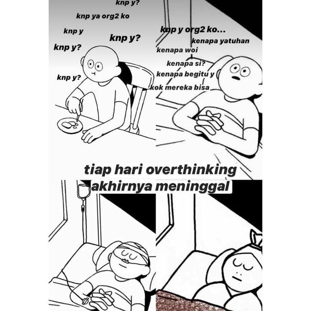 Meme kocak saat alami overthinking Berbagai sumber