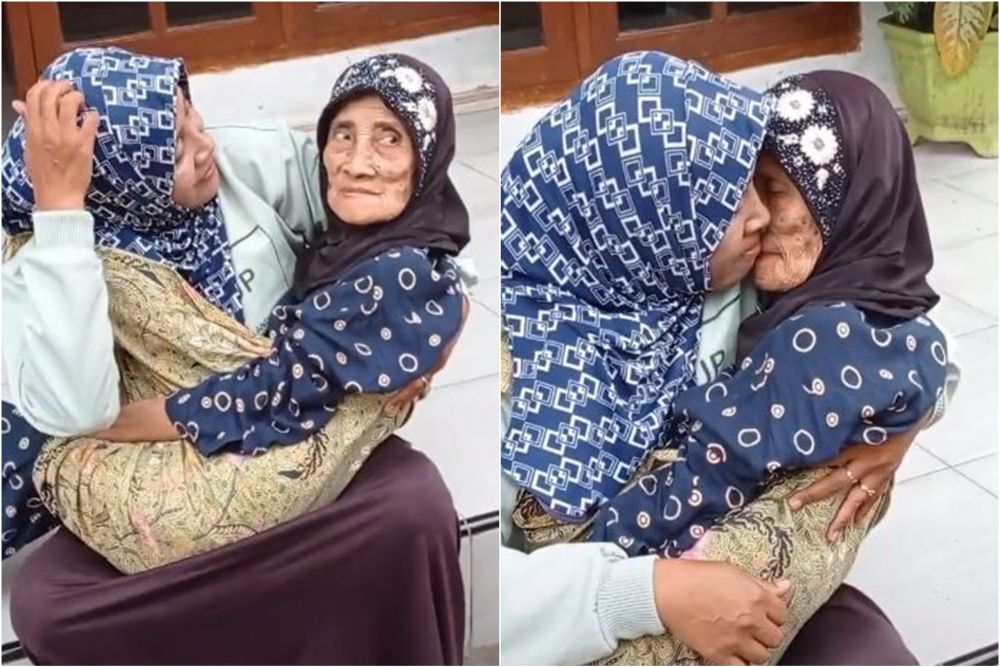 wanita rawat ibu seperti saat bayi © TikTok