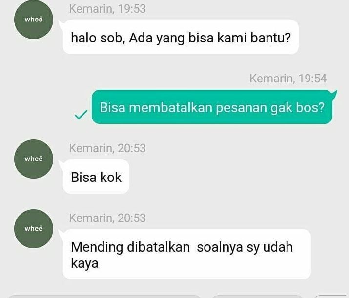 chat lucu penjual online shop sombong © berbagai sumber