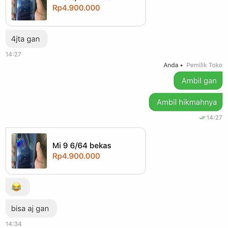 chat lucu pembeli nawar keterlaluan © berbagai sumber