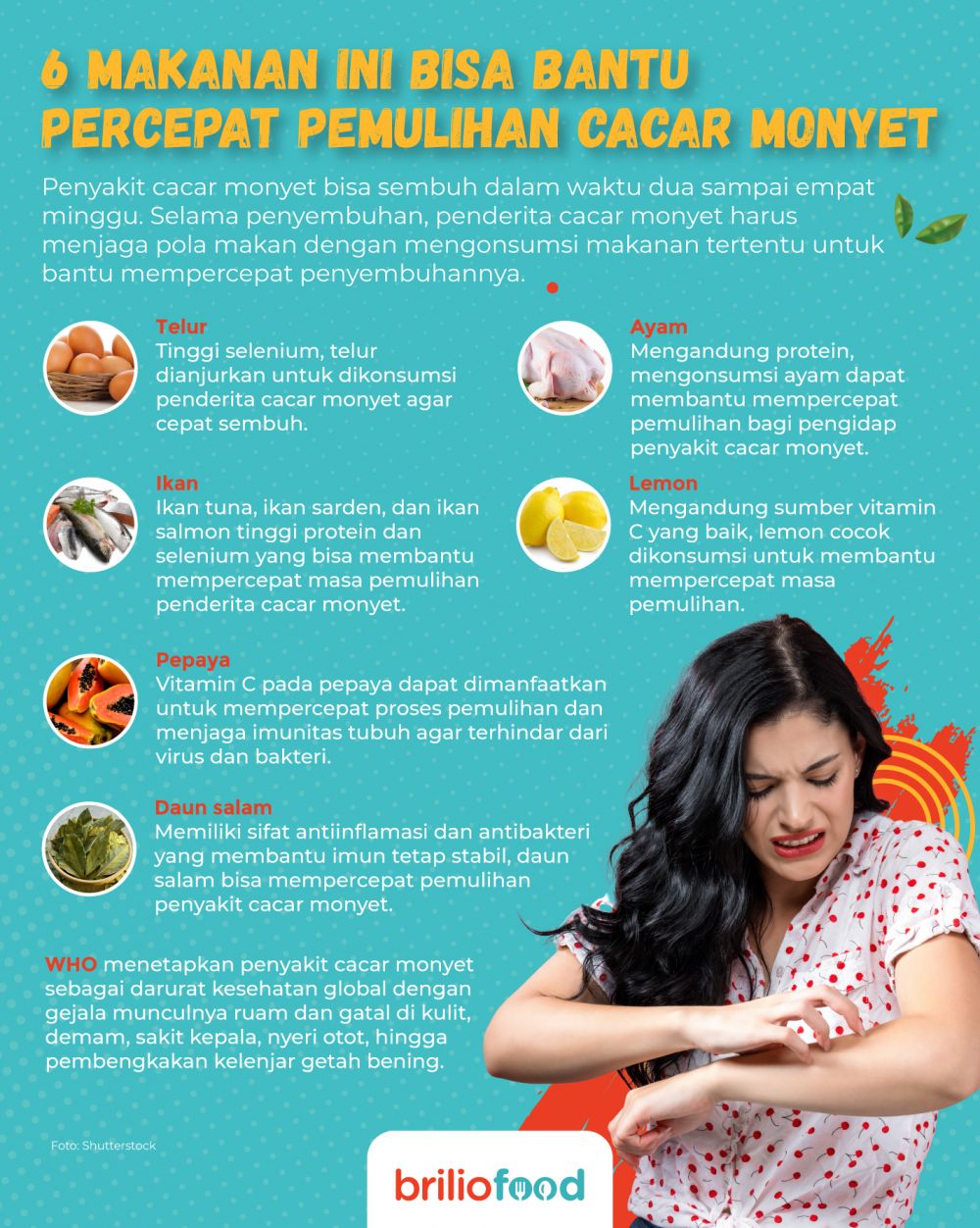 10 Bahan makanan ini bantu percepat pemulihan penyakit cacar monyet