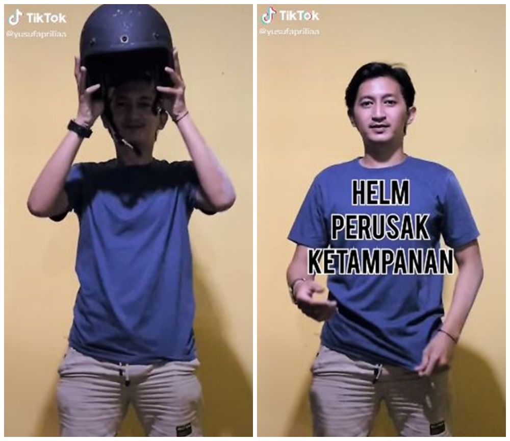 gara-gara helm pemusnah ketampanan © berbagai sumber gara-gara helm pemusnah ketampanan © berbagai sumber