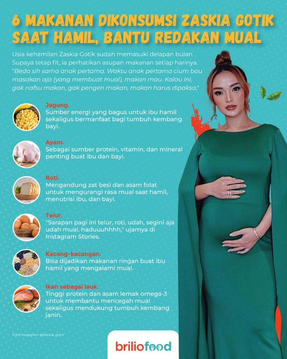10 Makanan dikonsumsi Zaskia Gotik saat hamil, bantu redakan mual