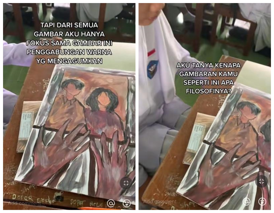kisah sedih di balik gambar murid © TikTok/@ajikrachmad2