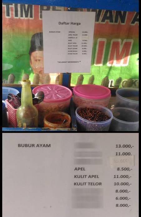 tulisan di gerobak bubur ayam lucu © berbagai sumber