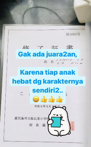 Penampakan rapor murid SD di Jepang Instagram