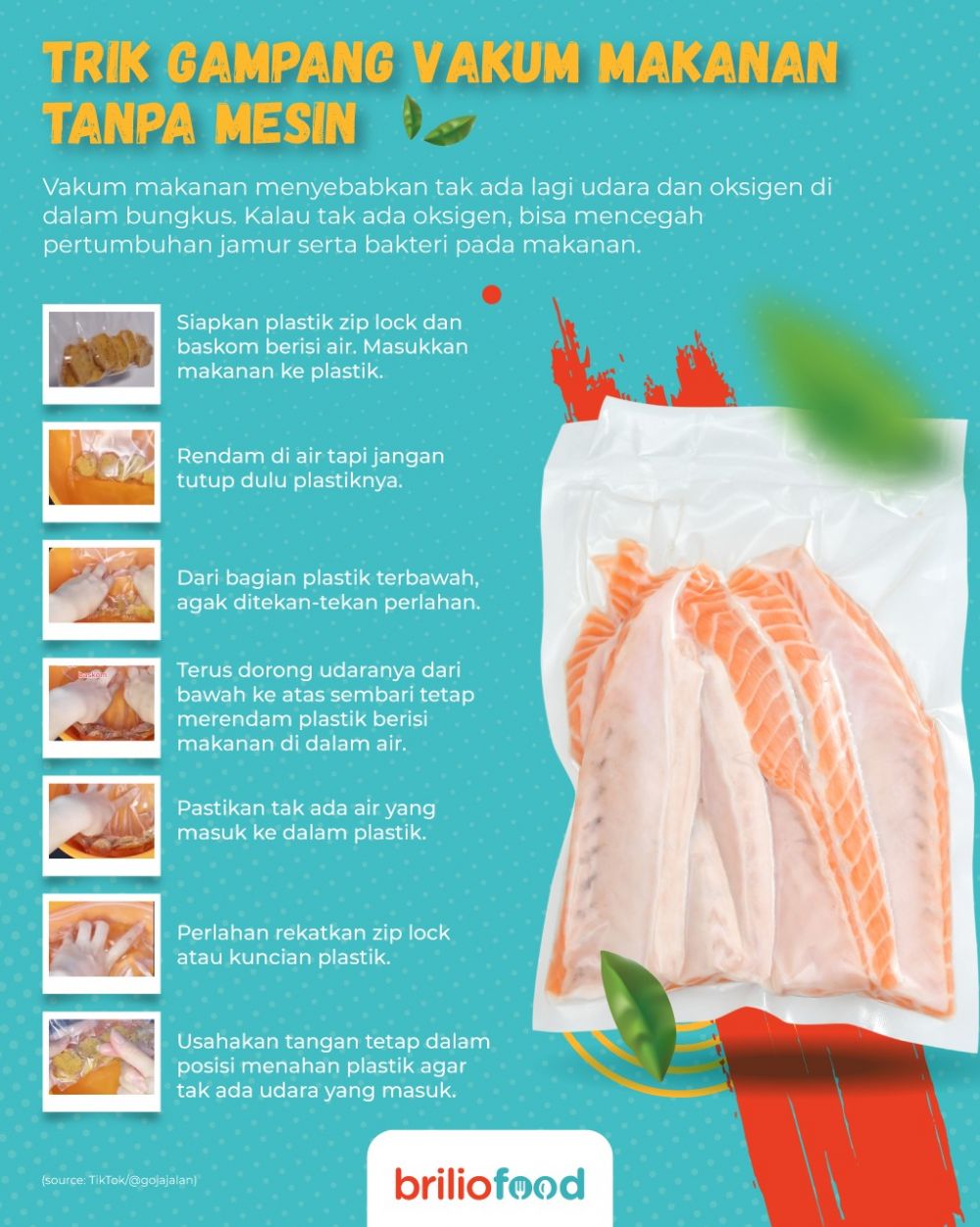 Trik gampang vakum makanan tanpa mesin, tahan lama dan antigagal
