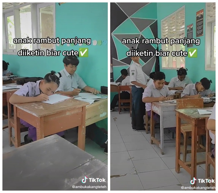 guru kucir siswa rambut gondrong © TikTok/@ambukakangteteh guru kucir siswa rambut gondrong © TikTok/@ambukakangteteh