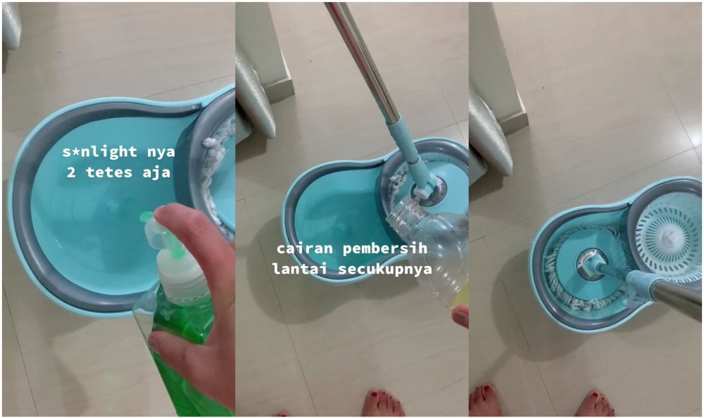 trik pel lantai jadi kesat © TikTok 