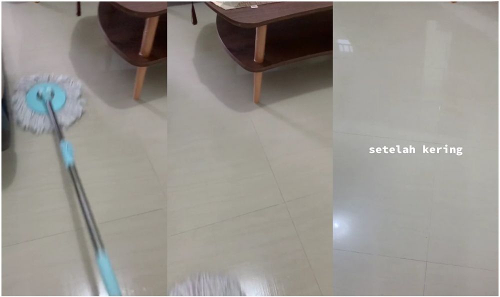 trik pel lantai jadi kesat © TikTok 