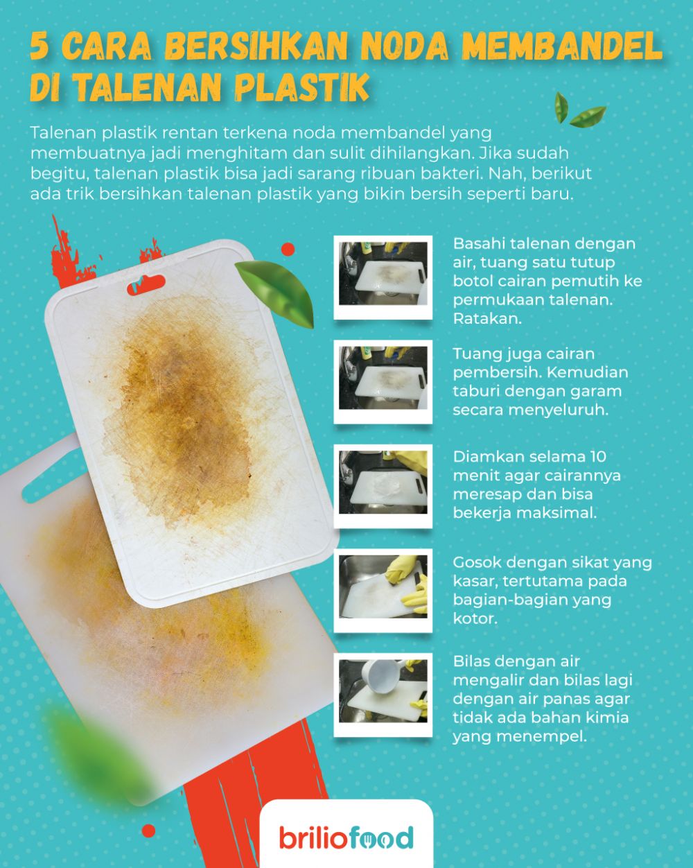 5 Cara hilangkan noda membandel di talenan plastik, bersih bak baru