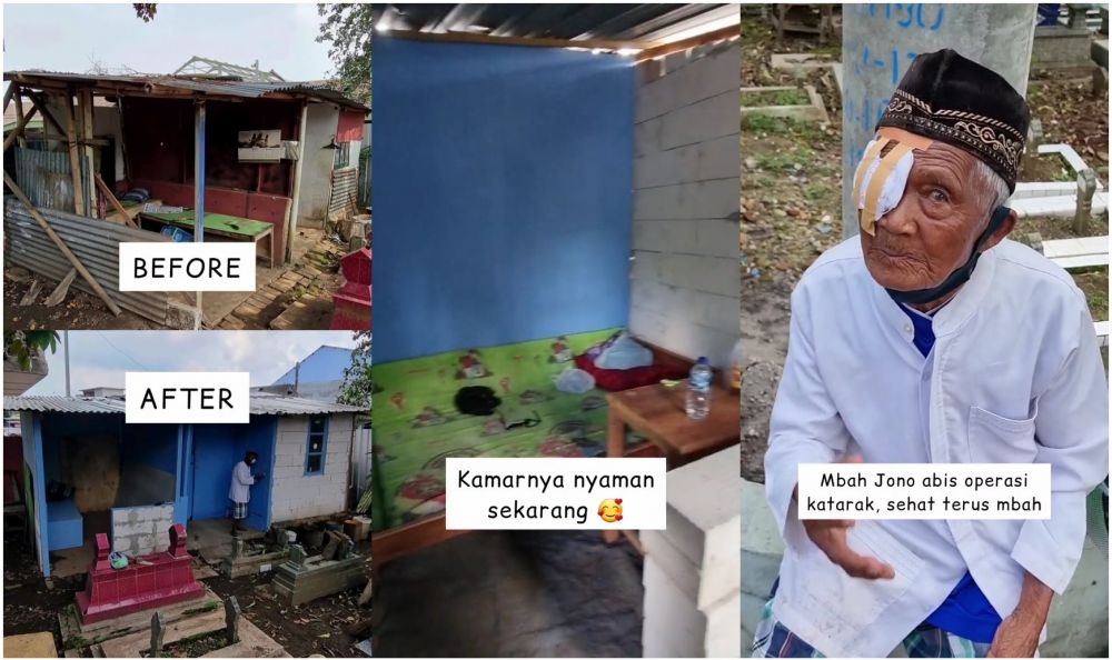 kisah kakek tinggal di kuburan © TikTok