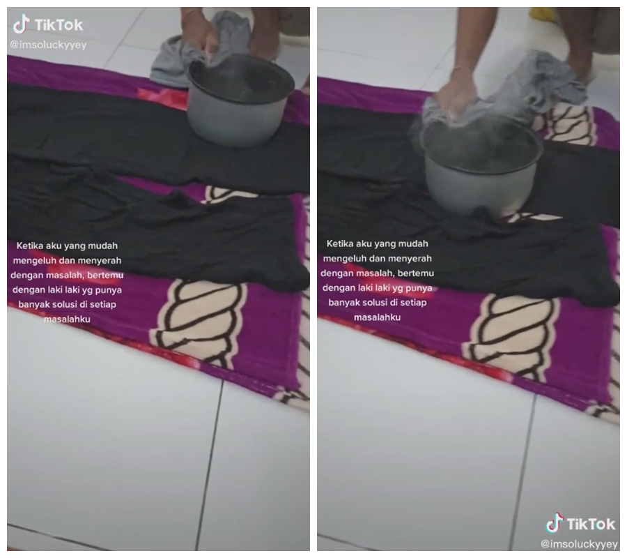 Lifehack menyetrika tanpa setrika © TikTok/@imsoluckyyey