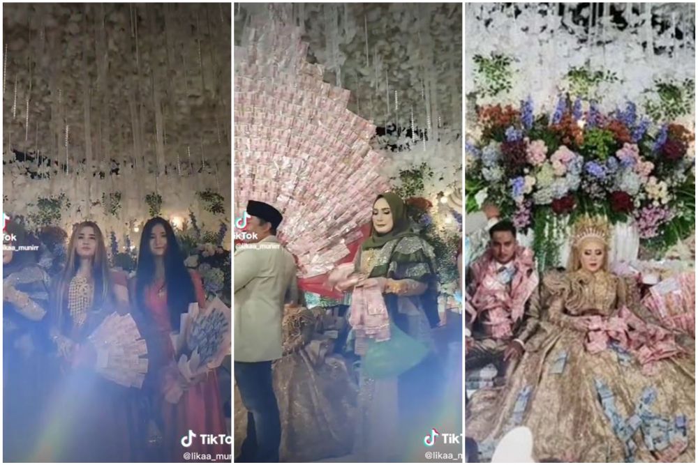 pria beri kado pernikahan buket bunga © TikTok