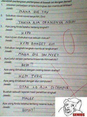 Jawaban nyeleneh soal bahasa Indonesia Berbagai sumber Jawaban nyeleneh soal bahasa Indonesia Berbagai sumber