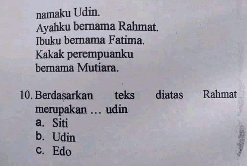 Jawaban nyeleneh soal bahasa Indonesia Berbagai sumber Jawaban nyeleneh soal bahasa Indonesia Berbagai sumber