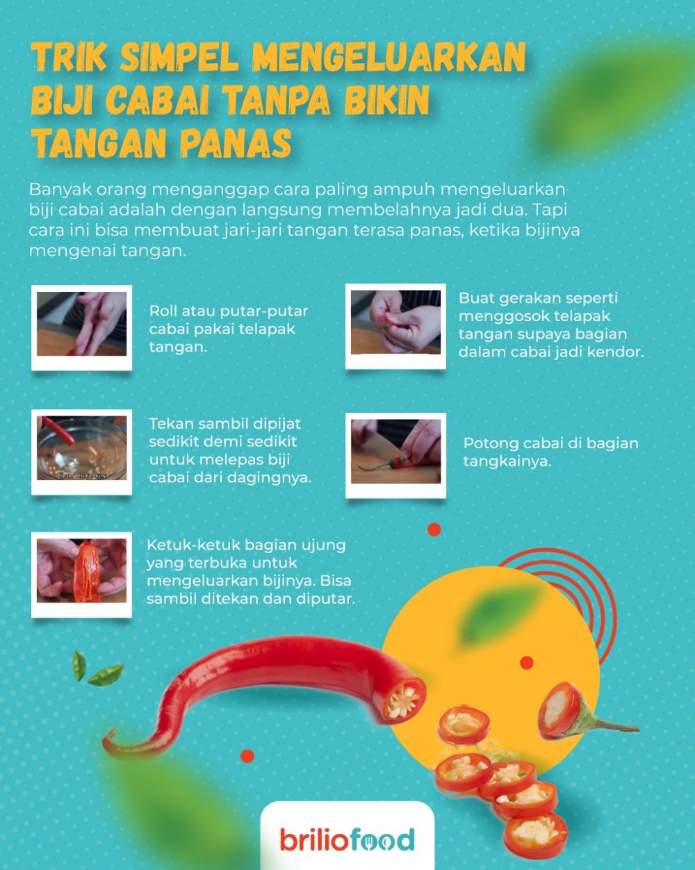 Trik simpel mengeluarkan biji cabai tanpa bikin tangan panas