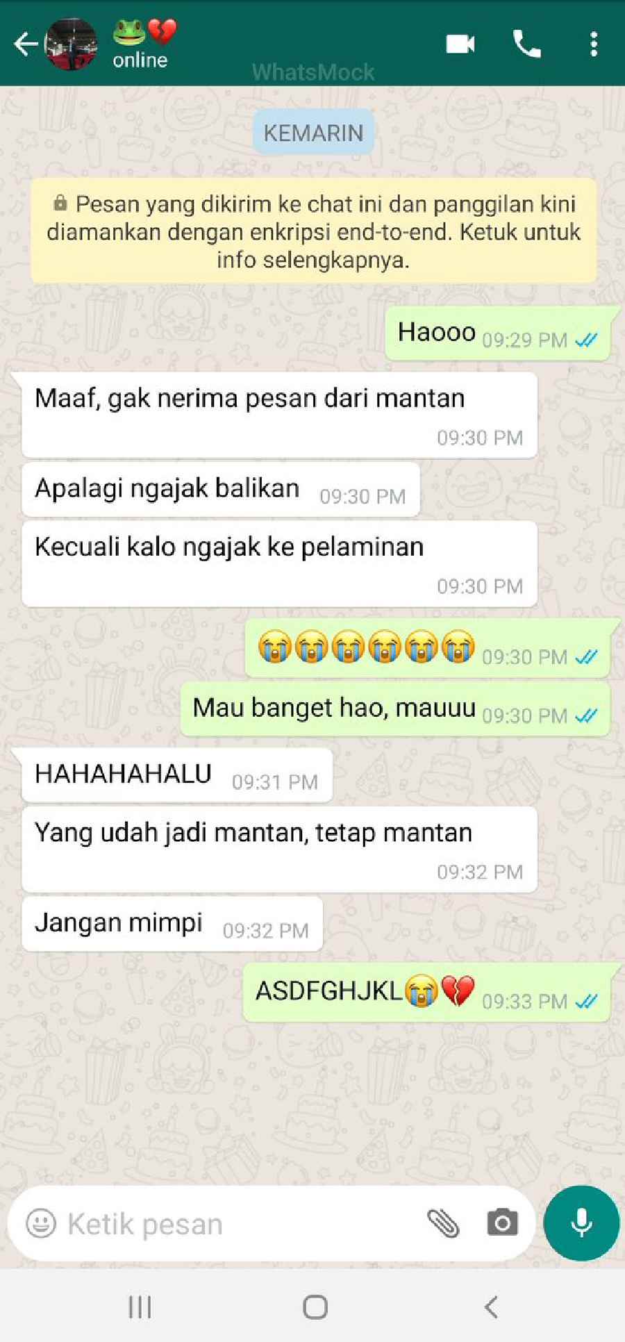 Chat lucu ngajak balikan mantan Berbagai sumber