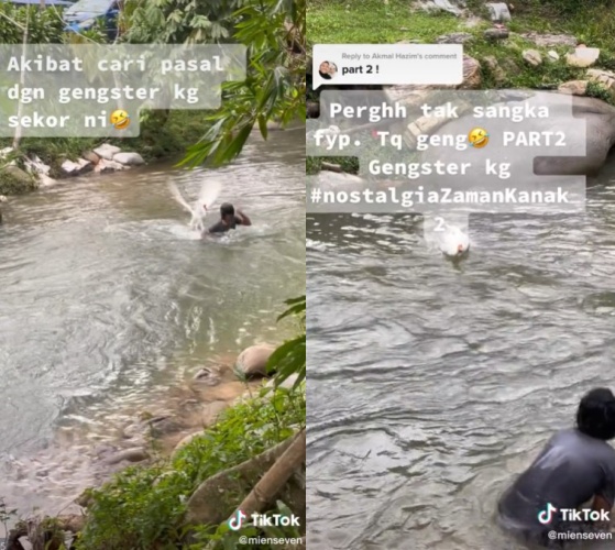 Nekat isengin angsa di sungai © TikTok