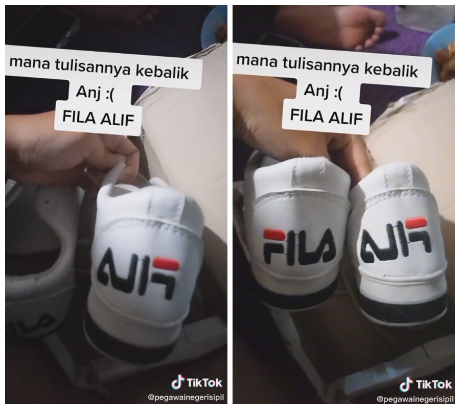beli sandal dikasih sepatu mereknya terbalik © TikTok/@mumuy29_ beli sandal dikasih sepatu mereknya terbalik © TikTok/@mumuy29_