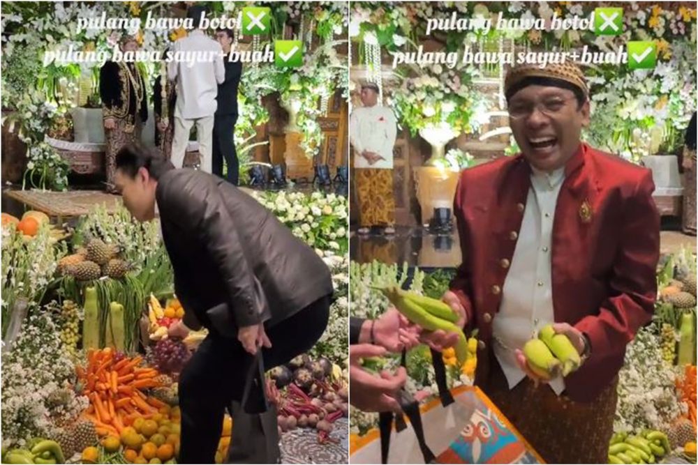 resepsi pernikahan unik tamu undangan bawa sayur © TikTok