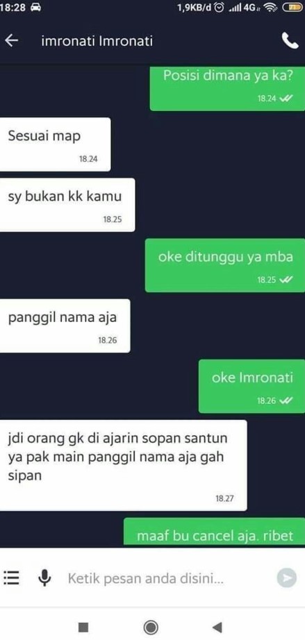 11 Chat lucu customer ojek online minta dijemput Berbagai sumber