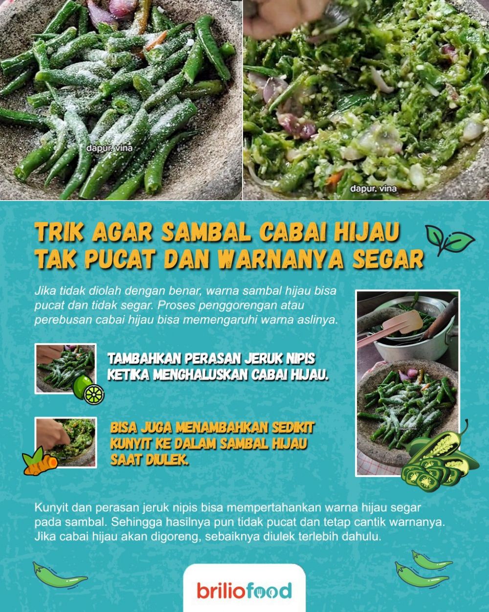 Trik agar sambal cabai hijau tidak pucat dan warnanya tetap segar