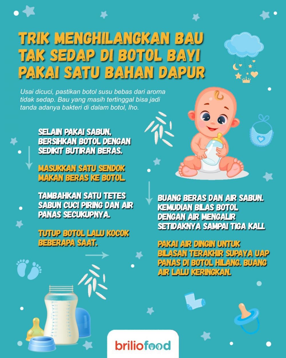 Trik jitu menghilangkan bau di botol susu bayi, pakai satu bahan