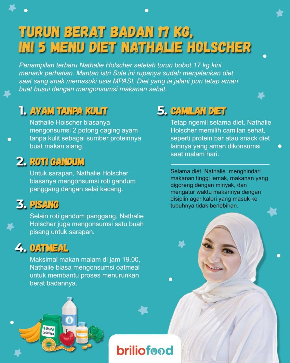 7 Menu diet Nathalie Holscher ini bantu turunkan berat badan 17 kg