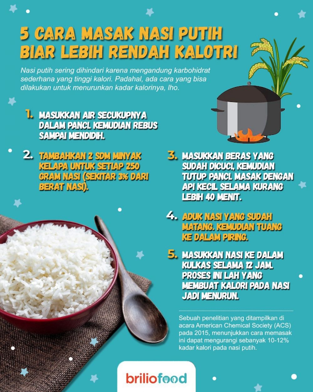 5 Cara masak nasi putih agar lebih rendah kalori, cocok buat diet