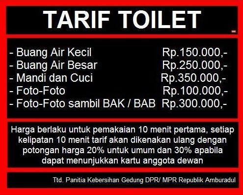 peraturan nyeleneh tarif di toilet © berbagai sumber