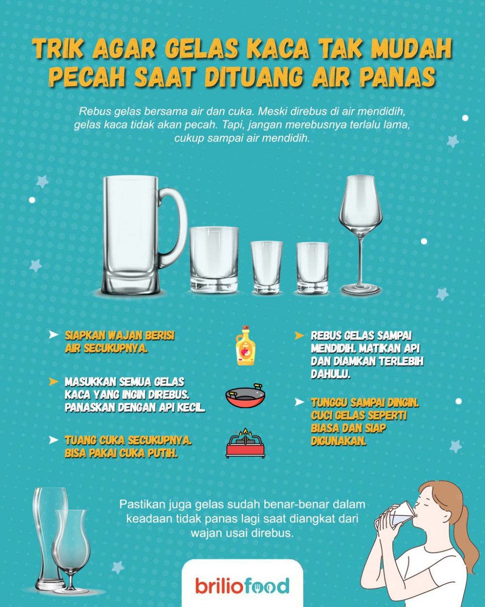 Trik agar gelas kaca nggak mudah pecah saat dituang air panas