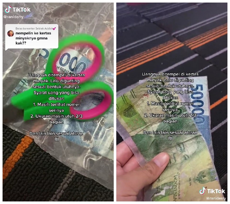 penukaran uang rusak rayap © TikTok/@raniynsh
