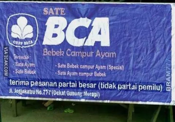 tulisan di spanduk sate © berbagai sumber