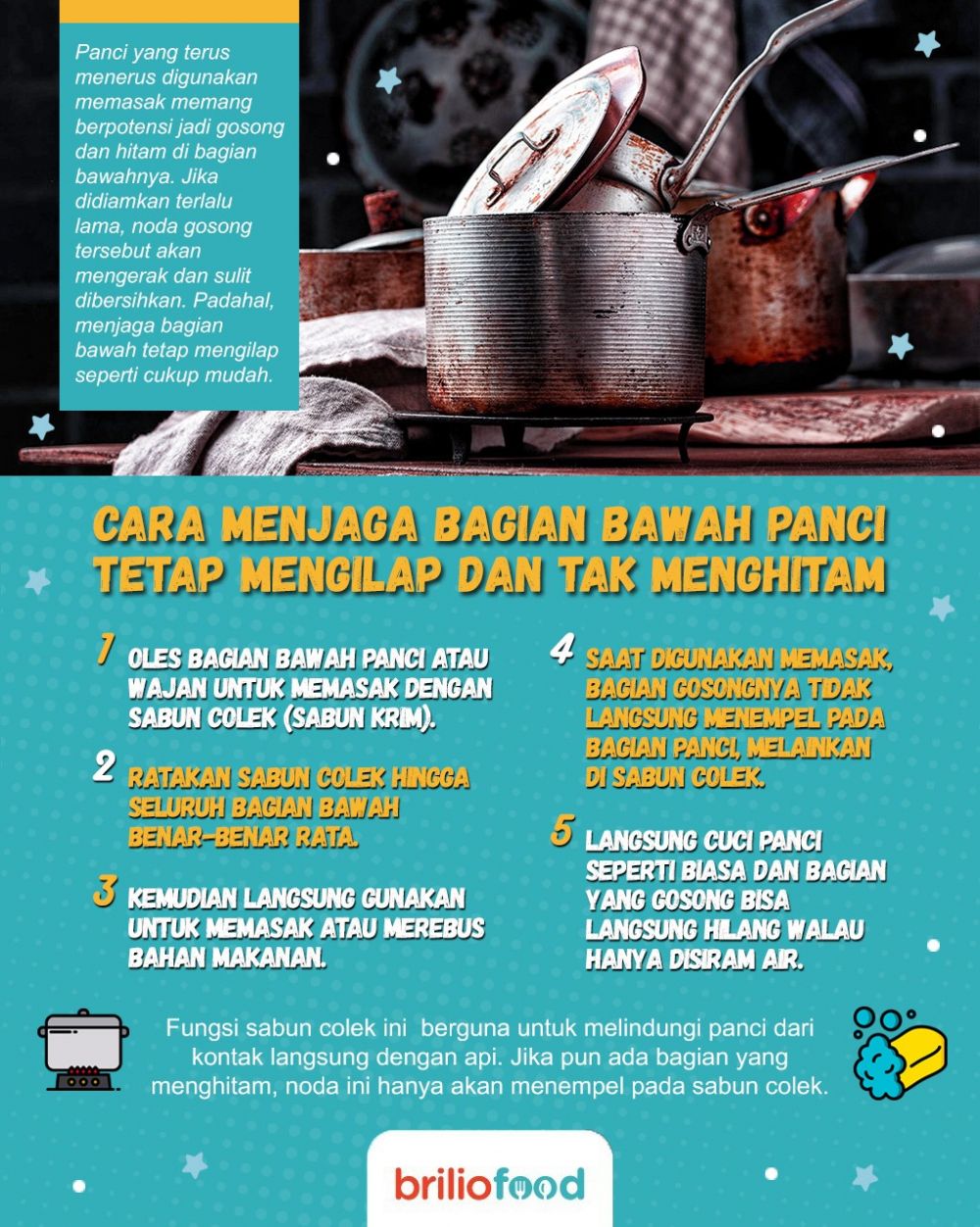 5 Cara menjaga bagian bawah panci tetap mengilap dan tak menghitam