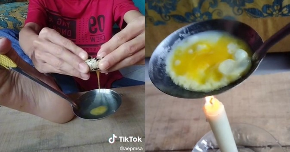 Cara pria masak porsi sedikit ini unik, bikin nggak habis pikir