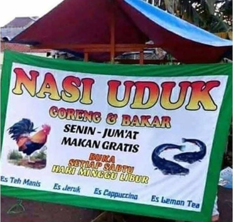 spanduk nasi uduk nyeleneh © berbagai sumber spanduk nasi uduk nyeleneh © berbagai sumber