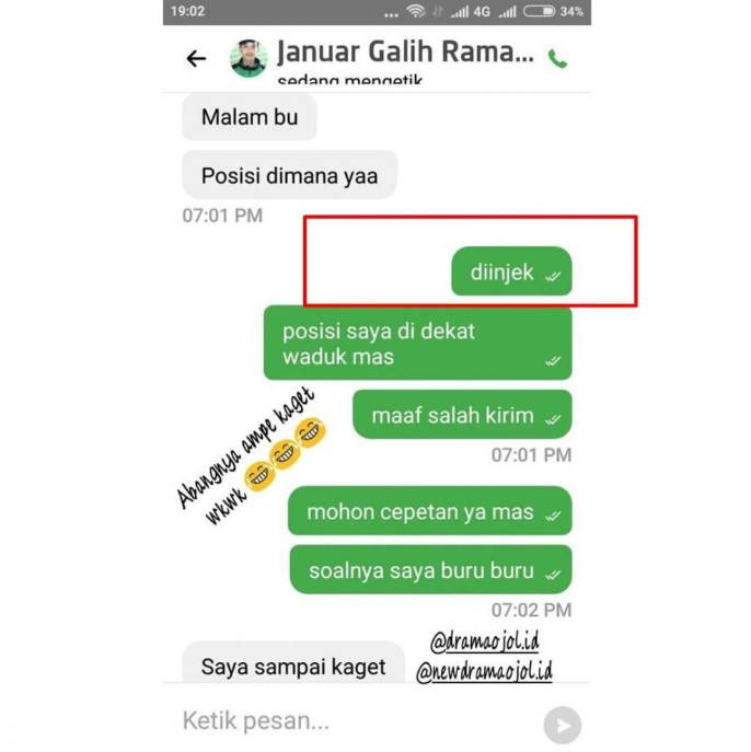 Chat typo pelanggan dan driver ojek online © berbagai sumber