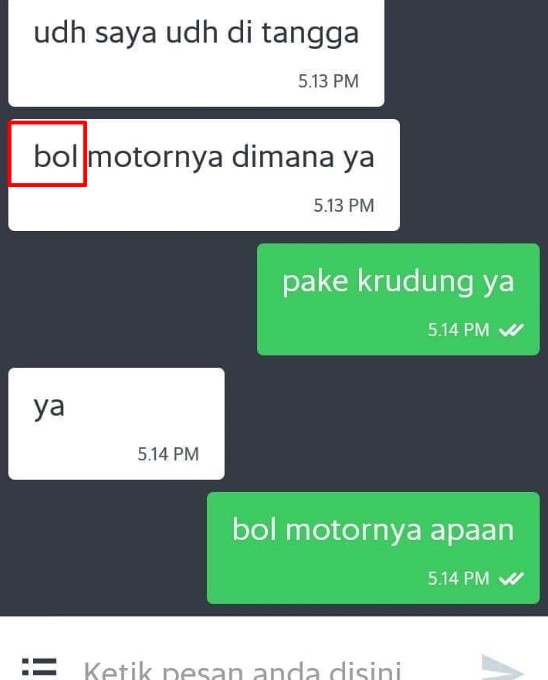 Chat typo pelanggan dan driver ojek online © berbagai sumber