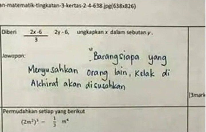 pesan tersembunyi di kertas ujian lucu © berbagai sumber