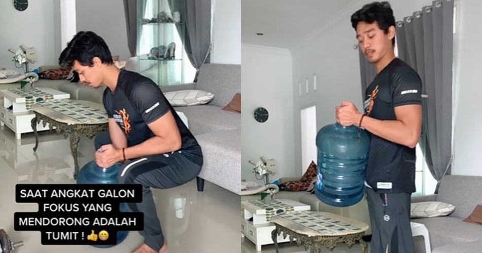 Banyak yang keliru, ini trik angkat galon agar tak bikin saraf kejepit