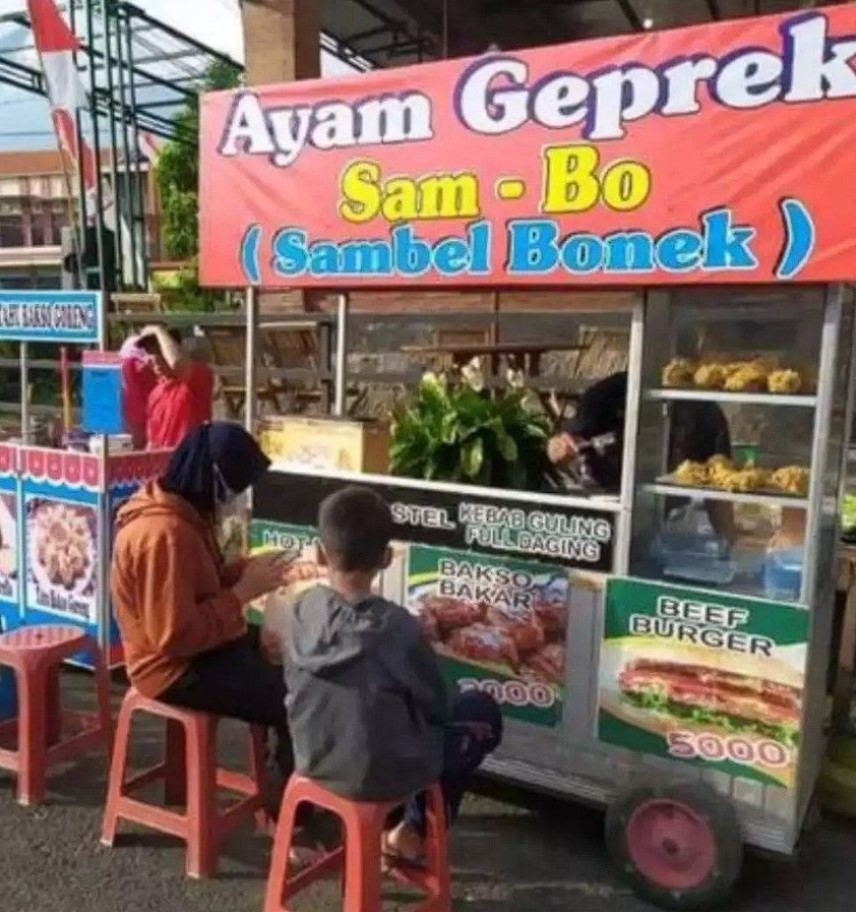 Spanduk toko pakai singkatan  Berbagai sumber